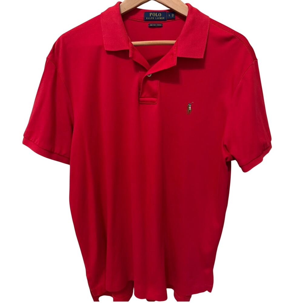 Polo Ralph Lauren Red Polo Shirt Men's Size Large Pima Soft Touch Preppy Classic